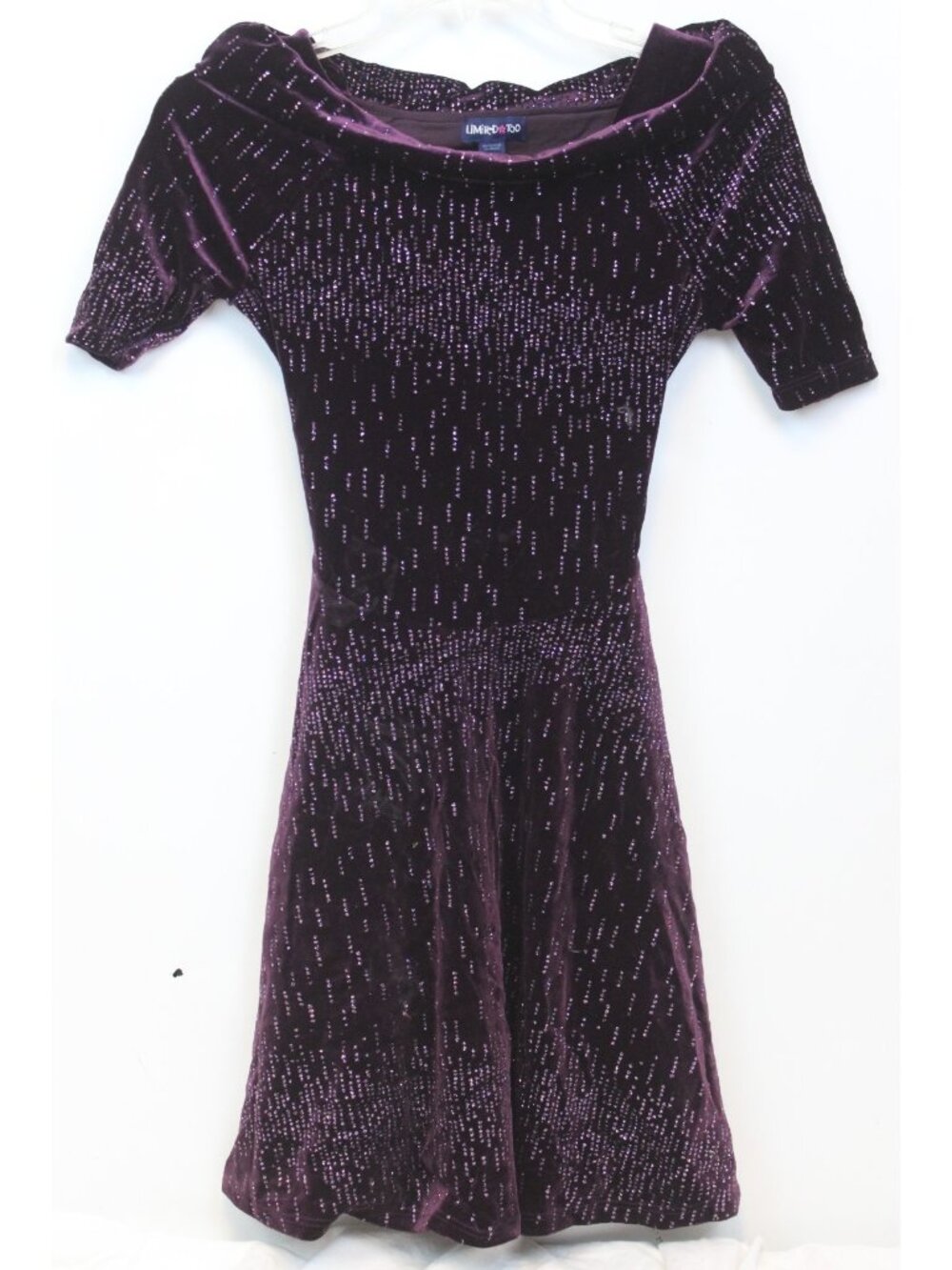 Y2K Limited Too Velvet Stretch Glittery Dress Holiday Party Off Shoulder sz 10